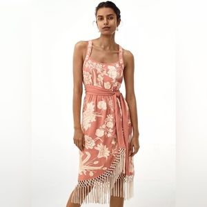 NWT Pink Embroidered Anthro Dress w Fringe